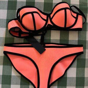Pink and Black Triangle Bikini Set NWT